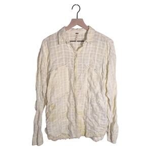 FREE PEOPLE butter yellow plaid western style button down M
